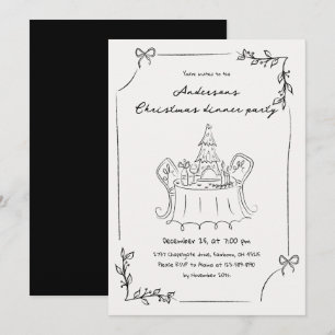 Convite Festa de Natal Minimalista Desenhada à Mão