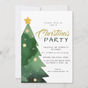Convite Festa de Natal Minimalista em Aquarela Elegante