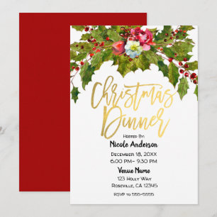 Convite Festa de Natal Moderna Ceia de Férias com Roteiro