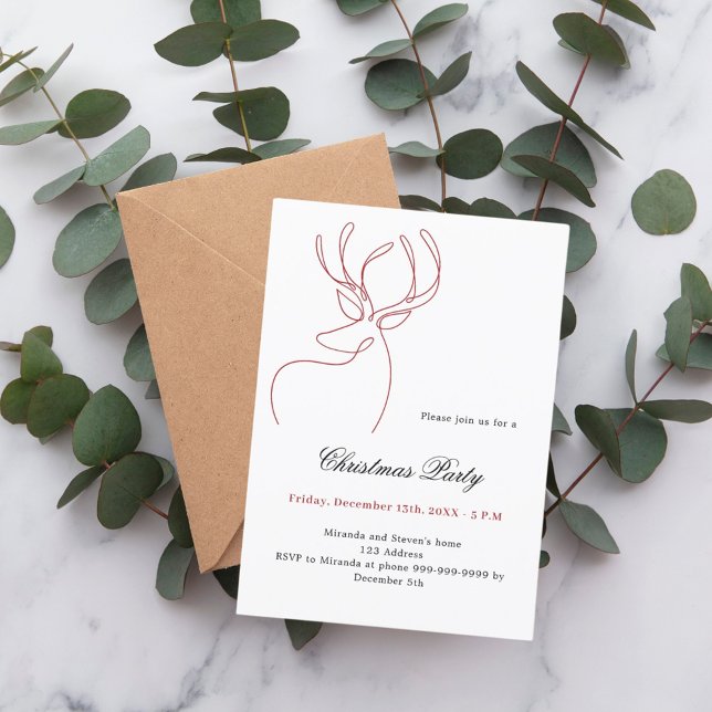 Convite Festa de Natal moderna de abstrato branco-vermelho (Criador carregado)