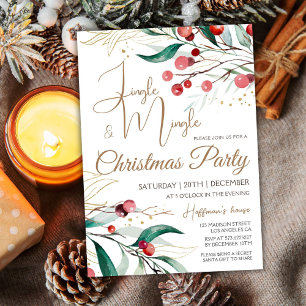 Convite Festa de Natal Moderna e Elegante Jingle & Mingle