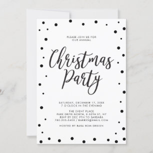 Convite Festa de Natal Moderna em Preto e Branco