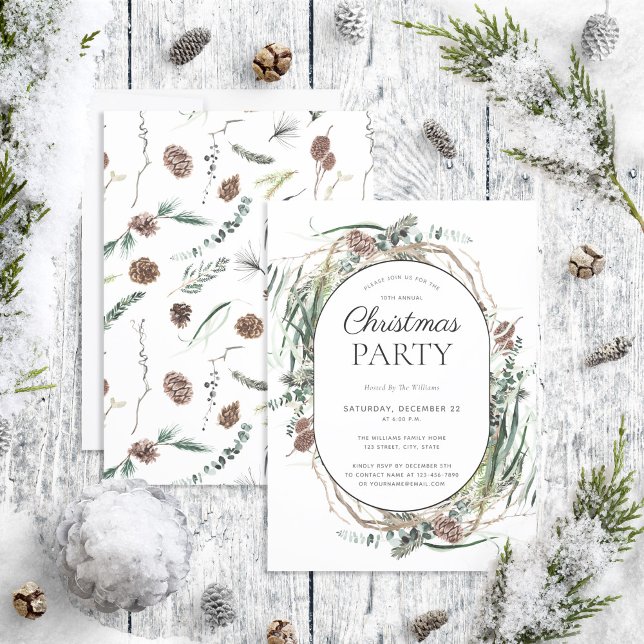Convite Festa de Natal Moderna Eucalyptus Dusty (Criador carregado)