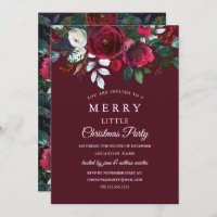 Festa de Natal Moderna Floral Red Burgundy