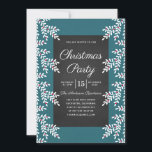 Convite Festa de Natal Moderno Azul Teal Quadro Negro<br><div class="desc">Convite de festa de Natal elegante e moderno com design de quadro negro com fundo azul Teal e florais de Natal. Todo o texto pode ser substituído pelo seu.</div>