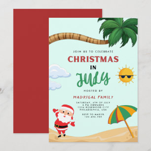 Convite Festa de Natal moderno no verão de julho