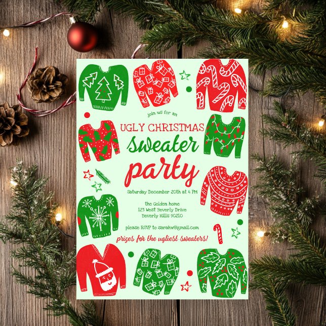 Convite Festa de Natal MUITO BONITA Personalizada (UGLY SWEATER Christmas Holiday Party Cute Custom Invitation
)
