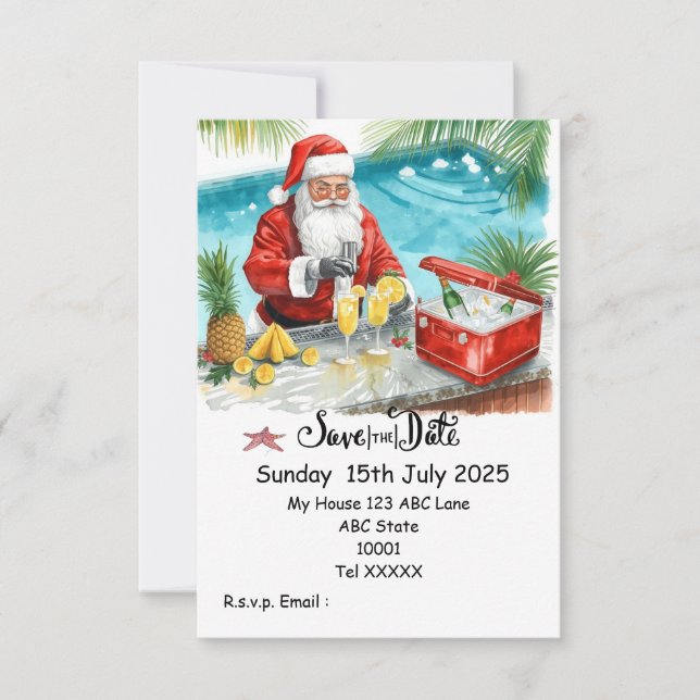 Convite Festa de Natal na Piscina – Papai Noel Salve a Dat (Frente)