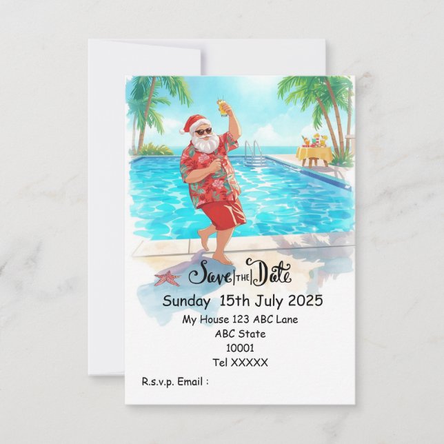 Convite Festa de Natal na Piscina – Papai Noel Salve a Dat (Frente)