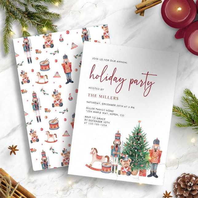 Convite Festa de Natal no Natal (Personalized Traditional Nutcracker Holiday Party Invitation)