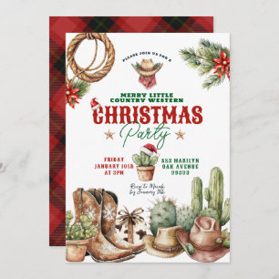 Convite Festa de Natal Ocidental da Xadrez de Natal Cactus