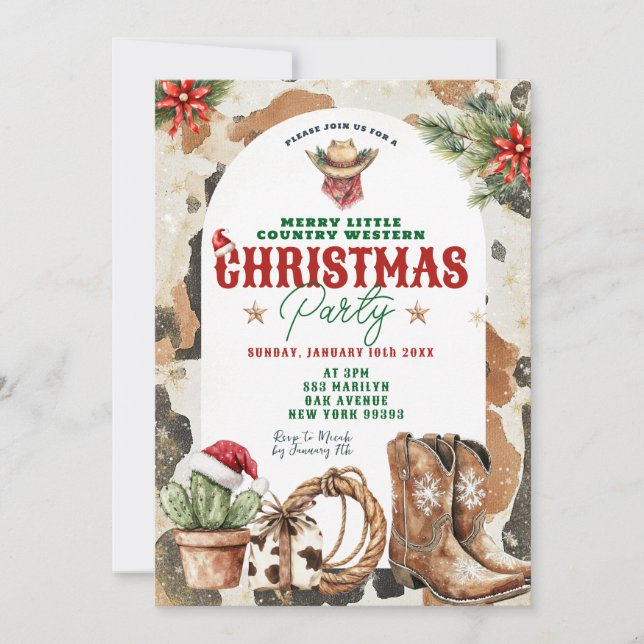 Convite Festa de Natal Ocidental Selvagem (Frente)