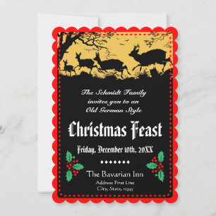 Convite Festa de Natal ou Banquete de Estilo Alemão Antigo