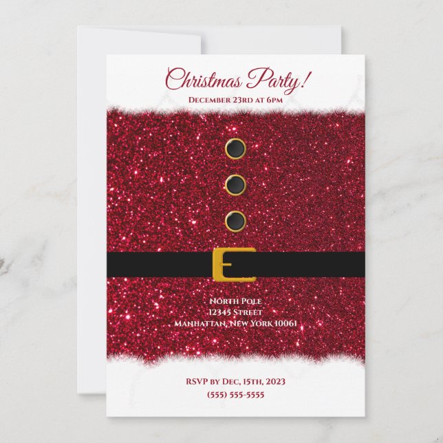 Convite Festa de Natal, Papais noeis Vermelhos Enlouquecid (Frente)