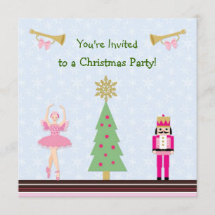 Convite Festa de Natal para Crianças - árvore, bailarina, 