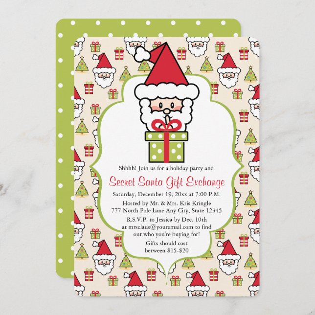 Convite Festa de Natal para Papais noeis Secretos (Frente/Verso)