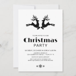 Convite Festa de Natal para Reindeiros Brancos Negros
