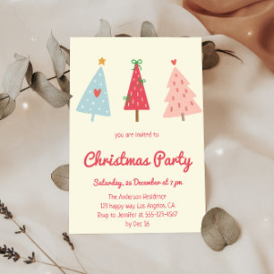 Convite Festa de Natal Pastel Desenhada à Mão Caprichosa