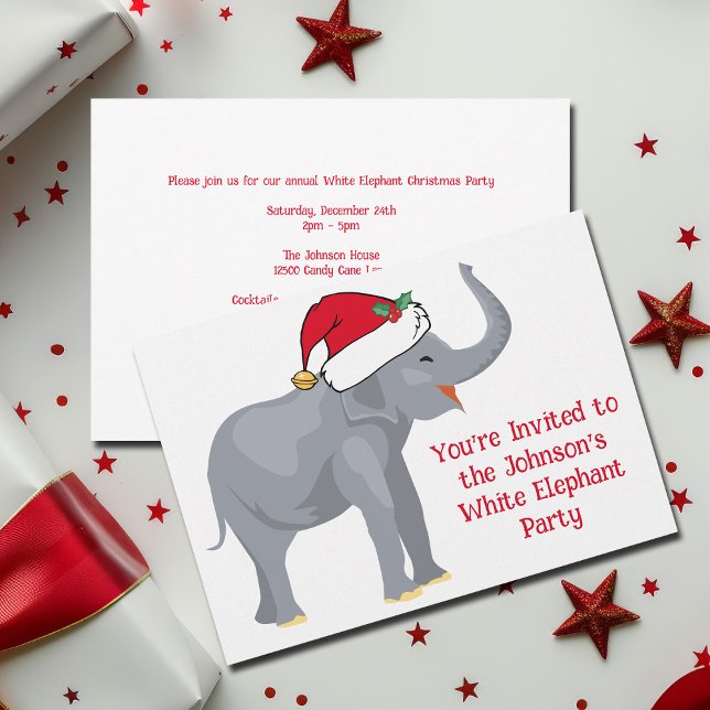 Convite Festa de Natal Personalizada de Elefante Branco Bo (Criador carregado)