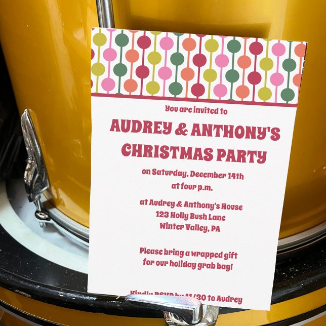 Convite Festa de Natal Personalizada do Padrão da Retro do (Criador carregado)