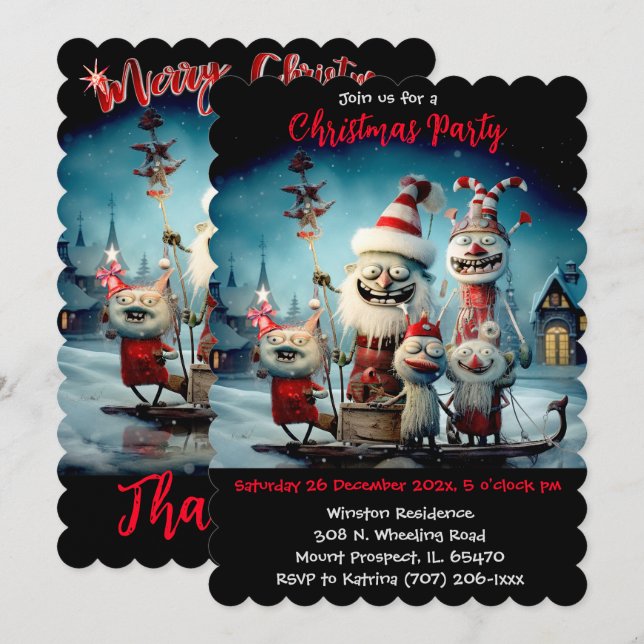 Convite Festa de Natal personalizada engraçada (Frente/Verso)