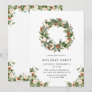 Convite Festa de Natal Pine Cones Fir Wreath