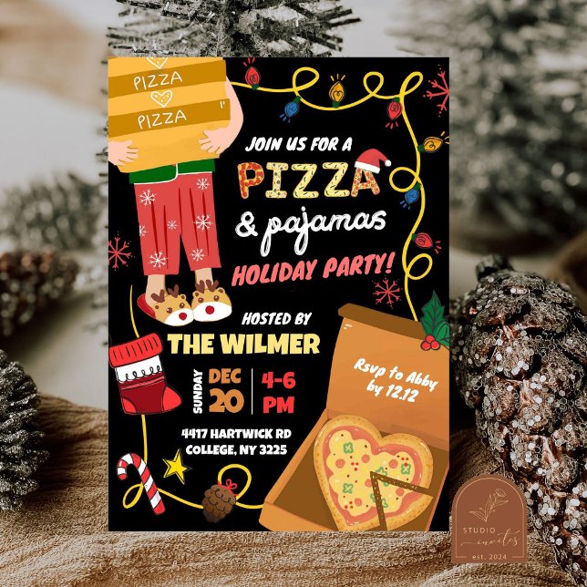 Convite Festa de Natal Pizza e Pijamas (Criador carregado)