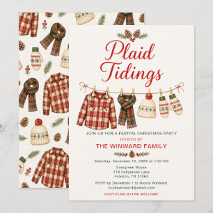 Convite Festa de Natal Plaid Tidings