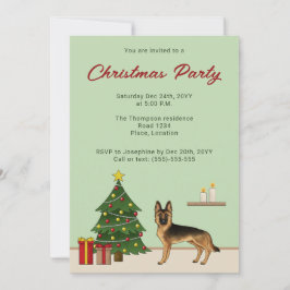 Convite Festa De Natal Preta E German shepherd