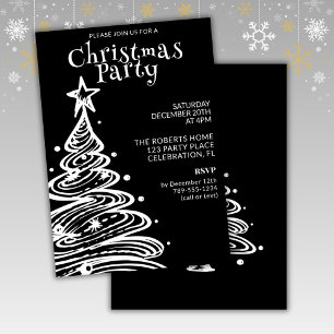 Convite Festa de Natal Preto e Branco