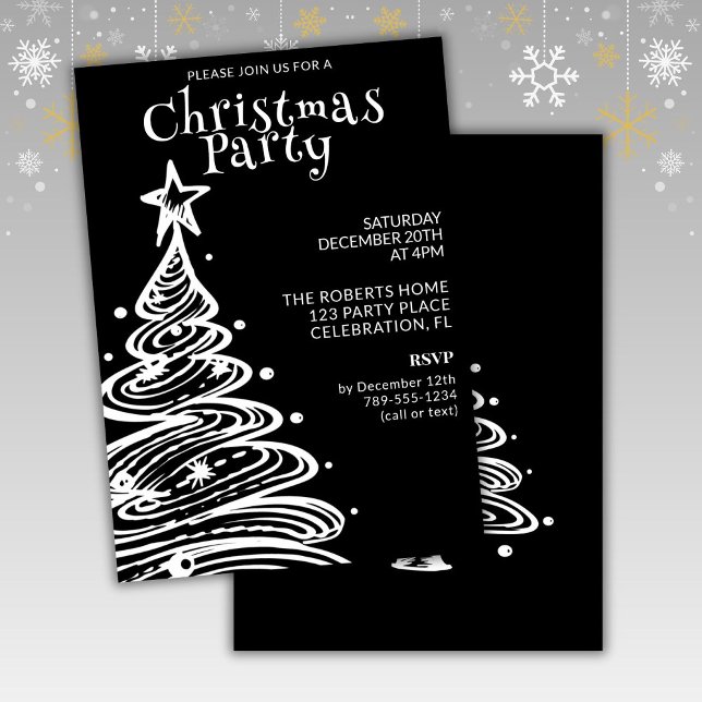 Convite Festa de Natal Preto e Branco (Criador carregado)