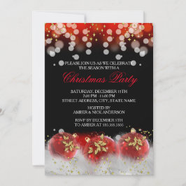 Convite Festa de Natal Red Dourada Fesble Baubles
