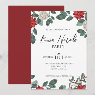 Convite Festa de Natal Red Green Floral
