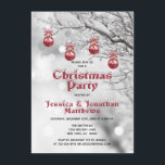 Convite Festa de Natal Red Ornament Wonderland<br><div class="desc">Imprima seus convidados com esses cartões de Convite de festas de Natal elegantes,  mas festivos. Wland de inverno com neve e ornamentos vermelhos suspensos. Letras em neve com prego. Personalize-os com suas informações. Perfeito para festas de escritório,  festas de casa,  eventos corporativos... </div>