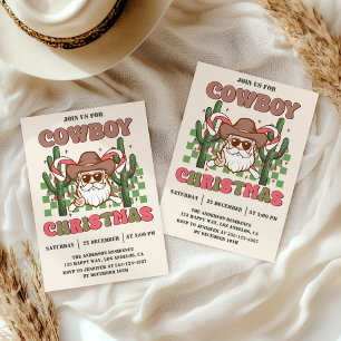 Convite Festa de Natal Retro Cowboy Feriado Western