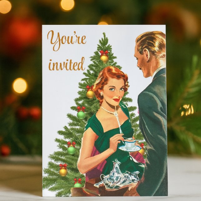 Convite Festa de Natal Retro dos Anos 40 (Retro Christmas Party invitation)
