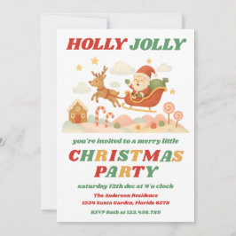 Convite Festa de Natal Retro Holly Jolly Editável