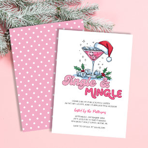 Convite Festa de Natal Retro Pink Martini Jingle & Mingle