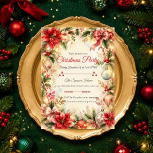 Convite Festa de Natal Romântica com Poinsettia