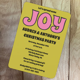 Convite Festa de Natal rosa e Verde limão dos anos 70