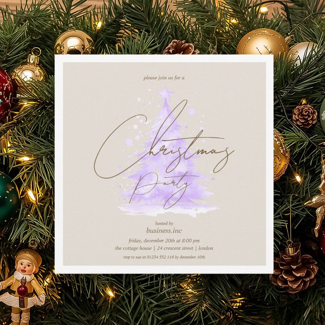 Convite Festa de Natal Roxo Corporativo (Corporate Purple Christmas Tree Holiday Party Invitation)
