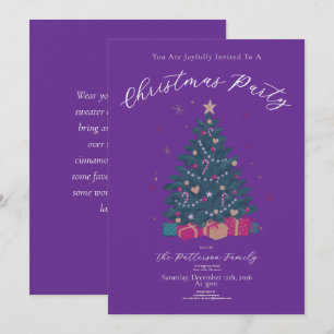 Convite Festa de Natal Roxo Real Árvore Rústica
