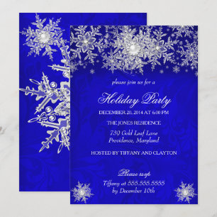 Convite Festa de Natal Royal Blue Winter Wonderland