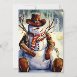 Convite Festa de Natal Russo Cowboy Snowman