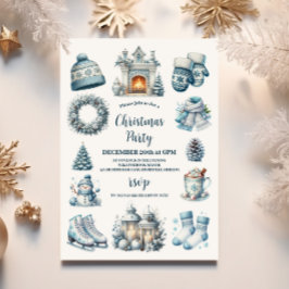 Convite Festa de Natal Russo Cozy Blue