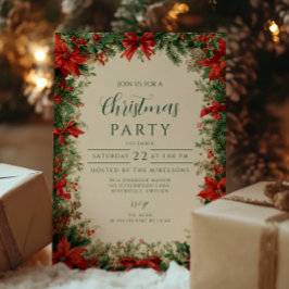 Convite Festa de Natal Russo Poinsettia Pine