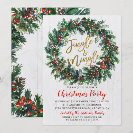 Convite Festa de Natal Russo Wreath Dourada Jingle & Mingl