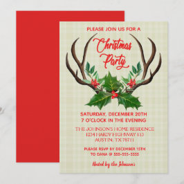 Convite Festa de Natal Rustic Antlers