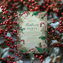 Convite Festa de Natal Rustic Candy Cane