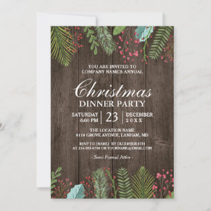 Convite Festa de Natal Rustic Country Woodgrain Holiday